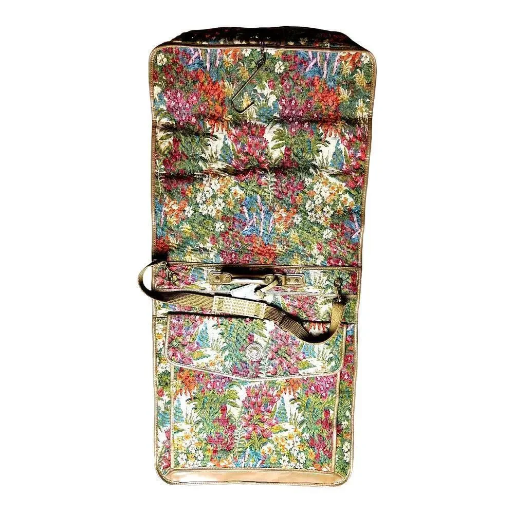 Vng DVF Green Floral Tapestry Suitcase Carry On Bag Dress Suit Luggage 23